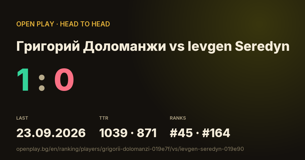 Григорий Доломанжи vs Ievgen Seredyn on OPEN PLAY