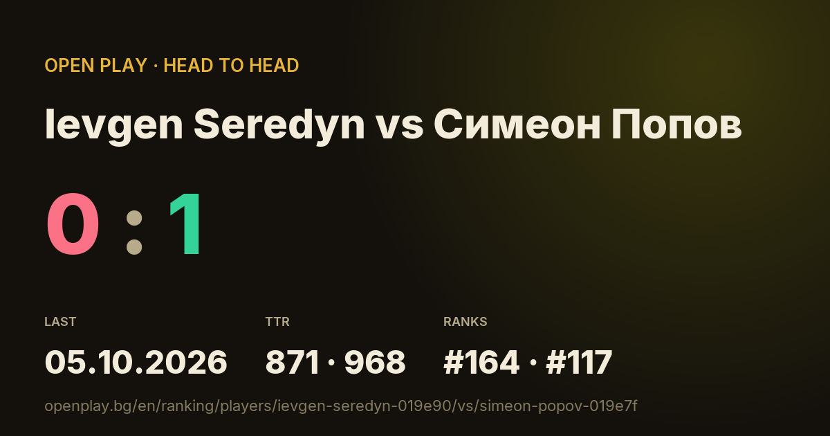 Ievgen Seredyn vs Симеон Попов on OPEN PLAY