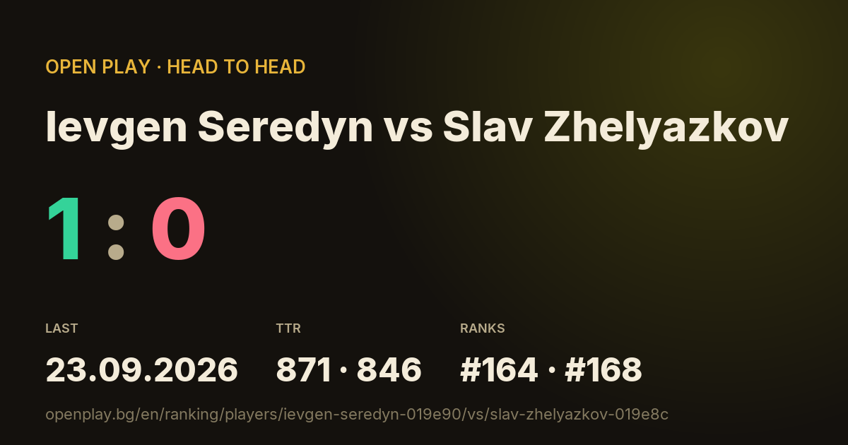 Ievgen Seredyn vs Slav Zhelyazkov on OPEN PLAY