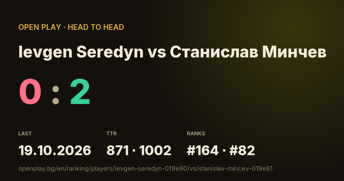 Ievgen Seredyn vs Станислав Минчев on OPEN PLAY