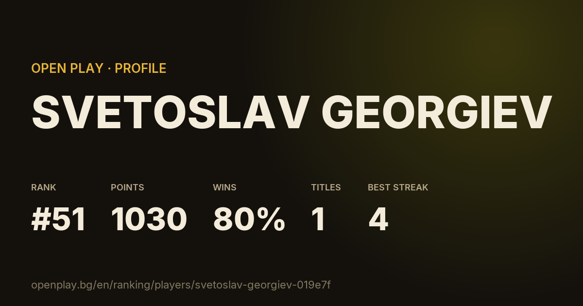 SVETOSLAV GEORGIEV on OPEN PLAY