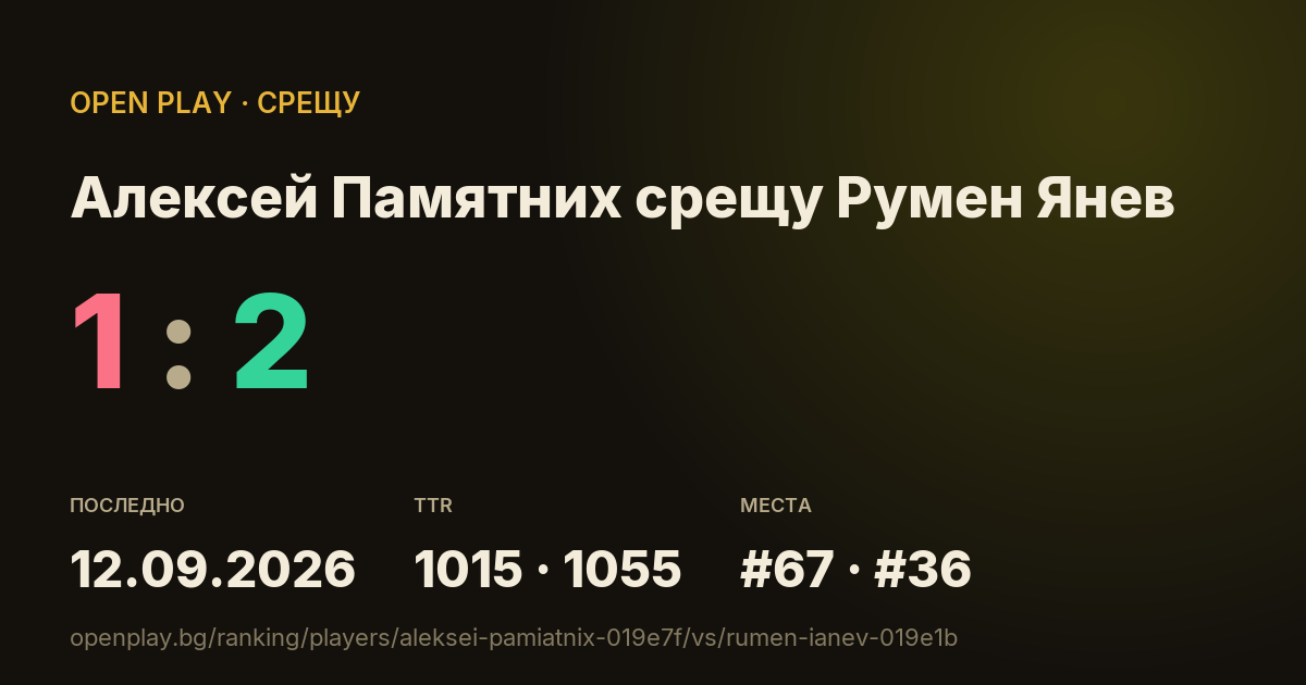 Алексей Памятних срещу Румен Янев в OPEN PLAY