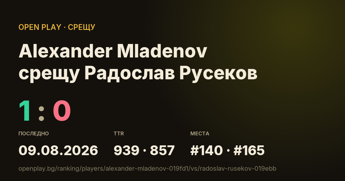 Alexander Mladenov срещу Радослав Русеков в OPEN PLAY