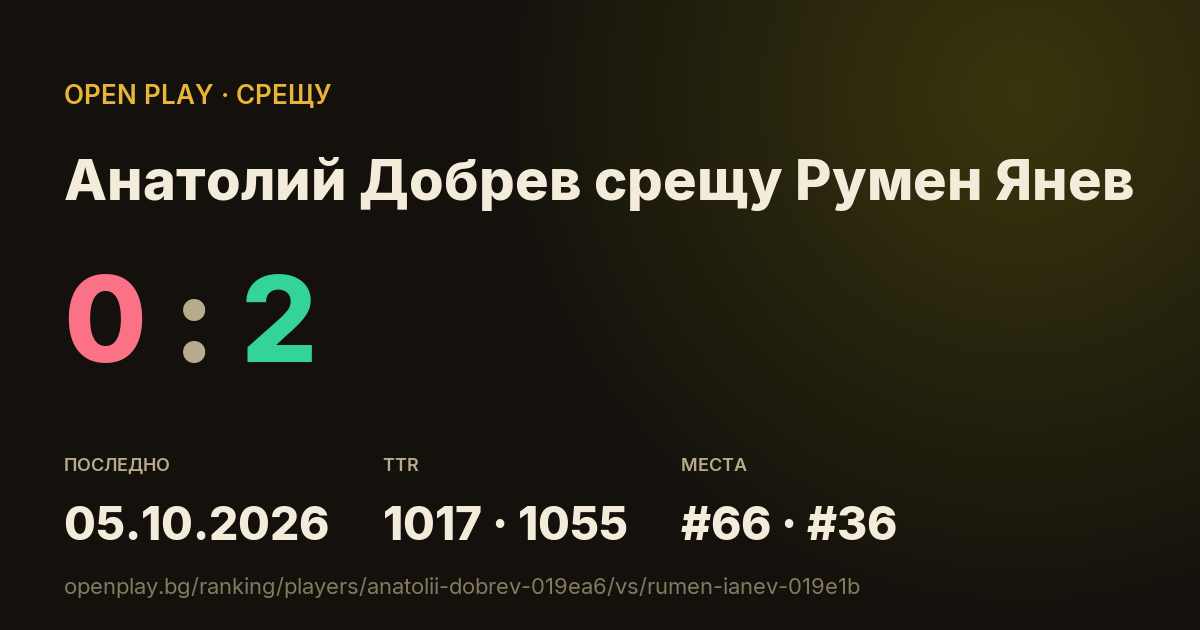 Анатолий Добрев срещу Румен Янев в OPEN PLAY
