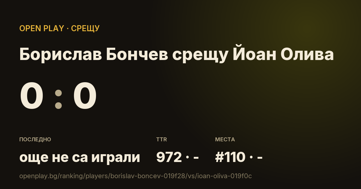 Борислав Бончев срещу Йоан Олива в OPEN PLAY