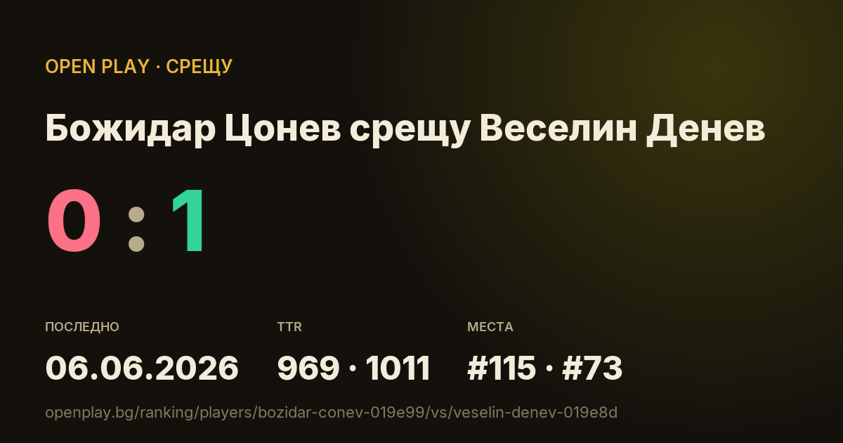Божидар Цонев срещу Веселин Денев в OPEN PLAY