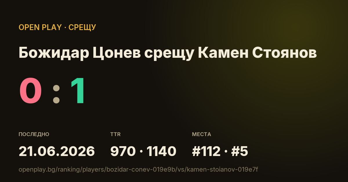 Божидар Цонев срещу Камен Стоянов в OPEN PLAY