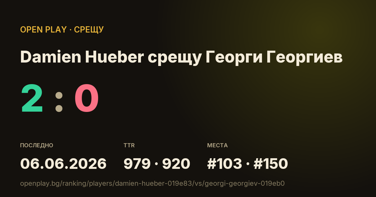 Damien Hueber срещу Георги Георгиев в OPEN PLAY