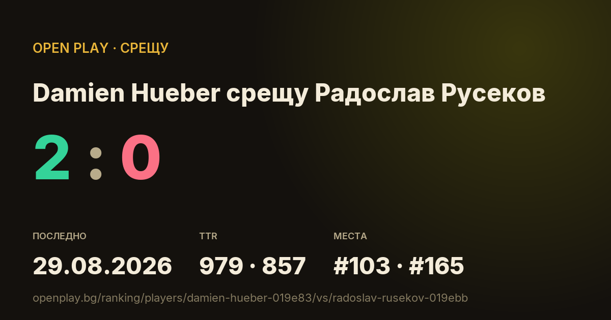 Damien Hueber срещу Радослав Русеков в OPEN PLAY