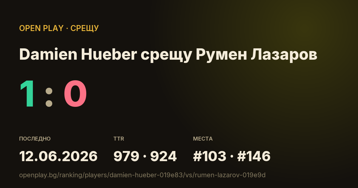 Damien Hueber срещу Румен Лазаров в OPEN PLAY