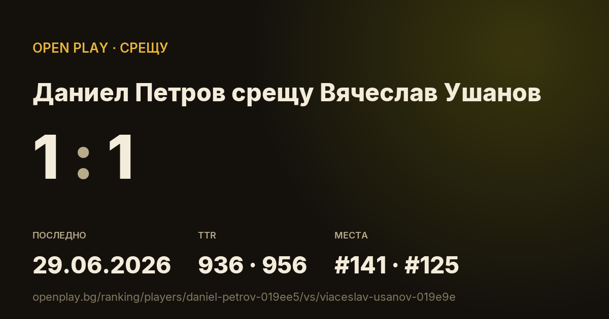 Даниел Петров срещу Вячеслав Ушанов в OPEN PLAY