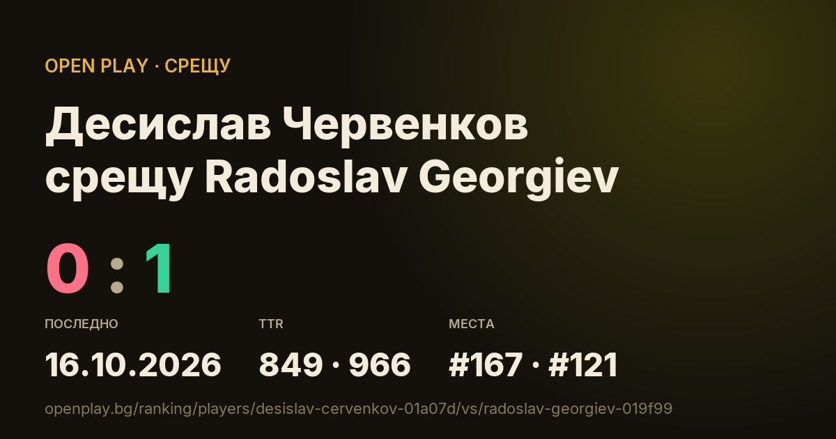 Десислав Червенков срещу Radoslav Georgiev в OPEN PLAY