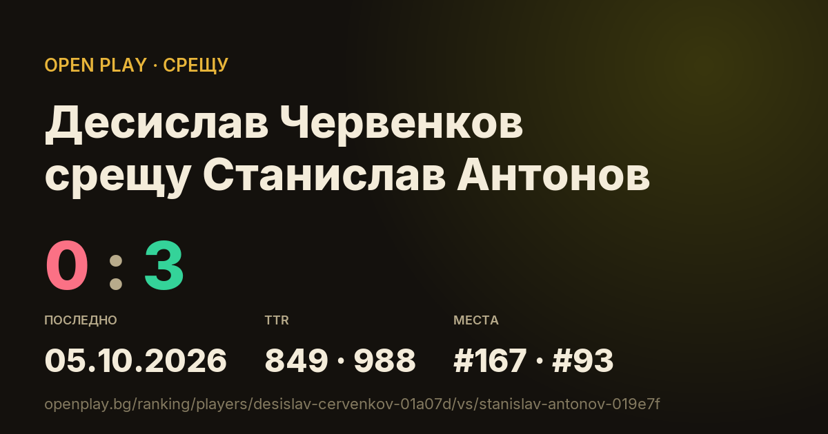 Десислав Червенков срещу Станислав Антонов в OPEN PLAY