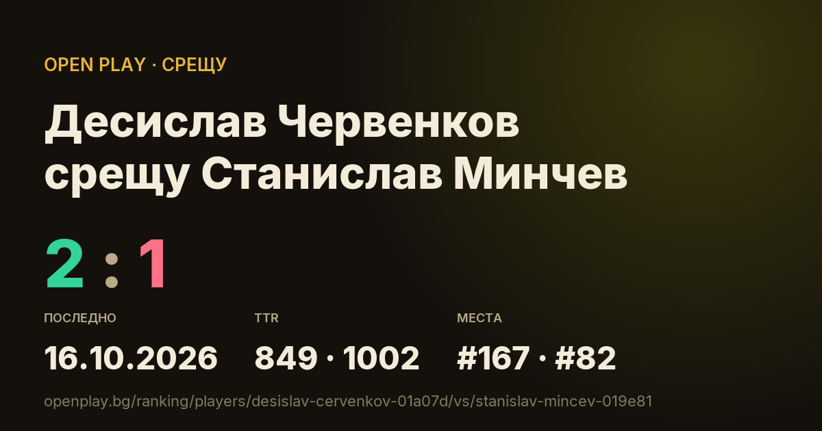 Десислав Червенков срещу Станислав Минчев в OPEN PLAY