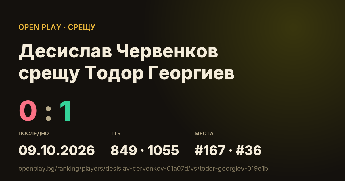 Десислав Червенков срещу Тодор Георгиев в OPEN PLAY