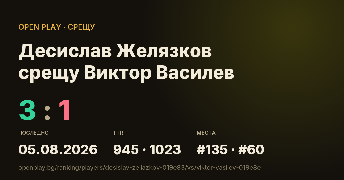Десислав Желязков срещу Виктор Василев в OPEN PLAY