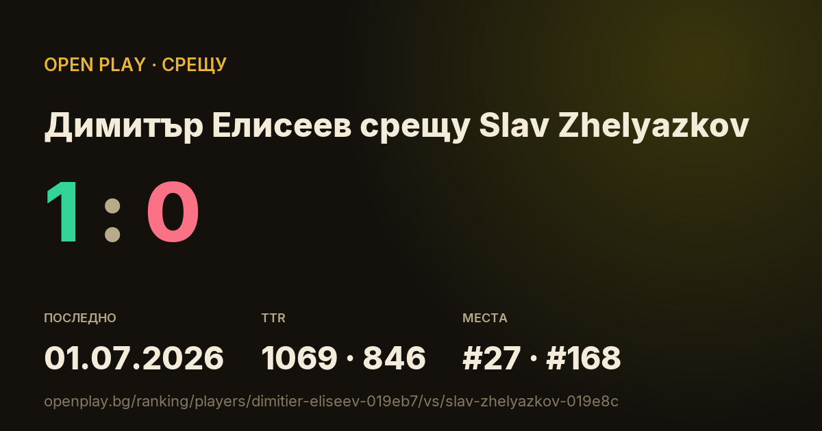Димитър Елисеев срещу Slav Zhelyazkov в OPEN PLAY