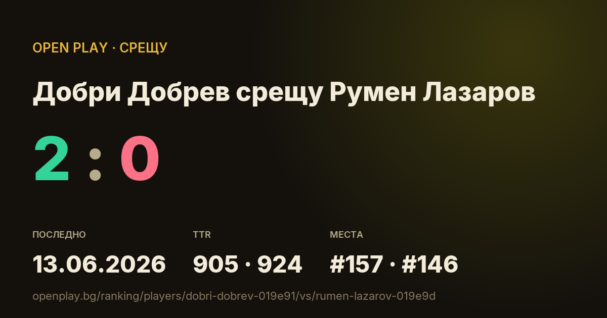 Добри Добрев срещу Румен Лазаров в OPEN PLAY