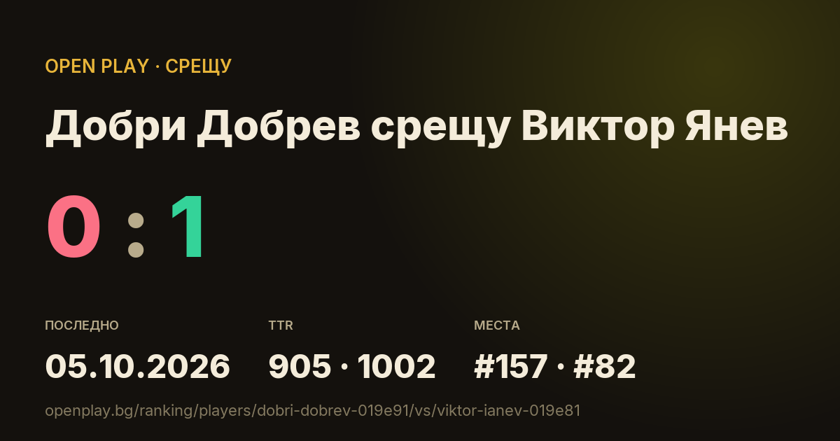 Добри Добрев срещу Виктор Янев в OPEN PLAY