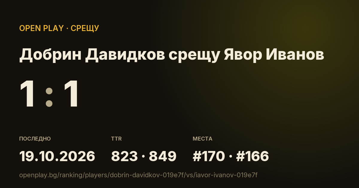 Добрин Давидков срещу Явор Иванов в OPEN PLAY
