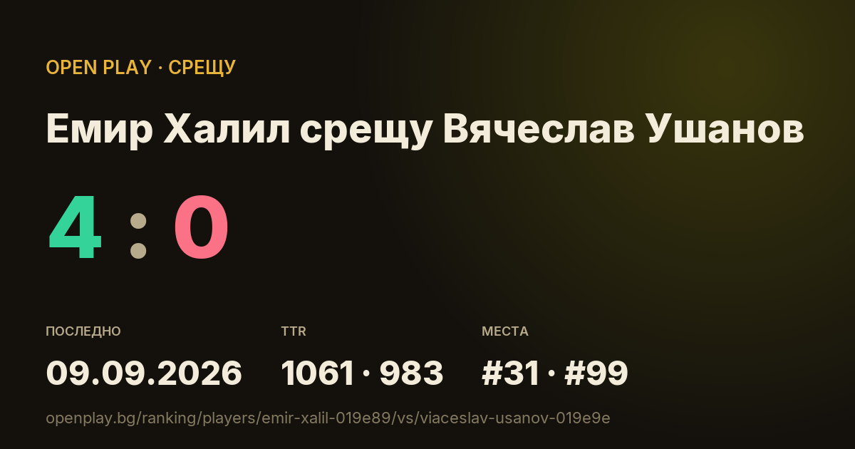 Емир Халил срещу Вячеслав Ушанов в OPEN PLAY