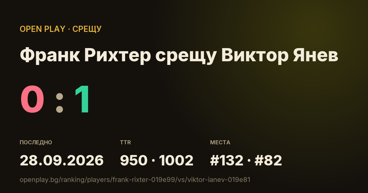 Франк Рихтер срещу Виктор Янев в OPEN PLAY