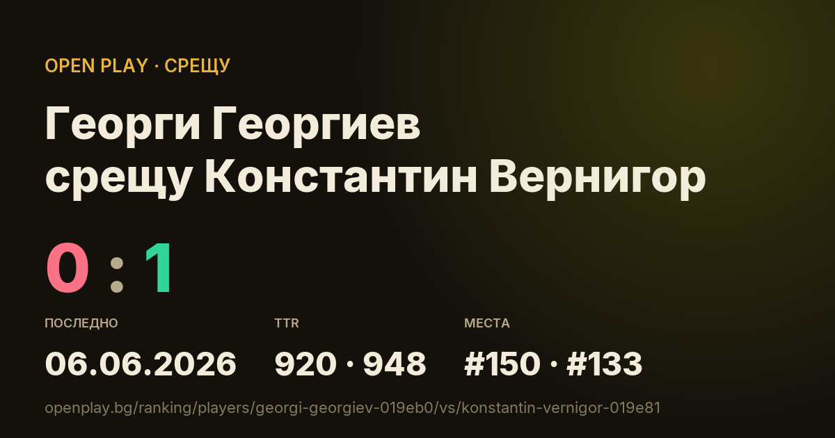 Георги Георгиев срещу Константин Вернигор в OPEN PLAY
