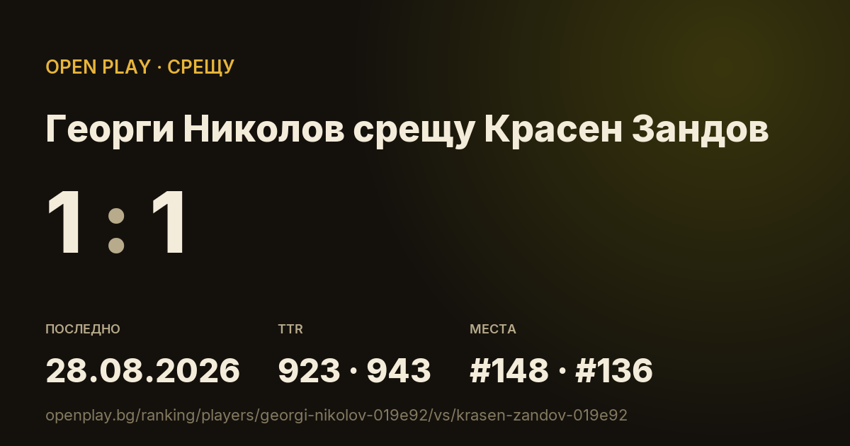 Георги Николов срещу Красен Зандов в OPEN PLAY