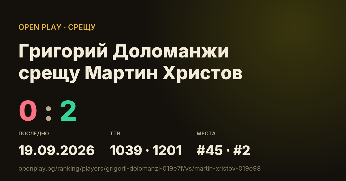 Григорий Доломанжи срещу Мартин Христов в OPEN PLAY