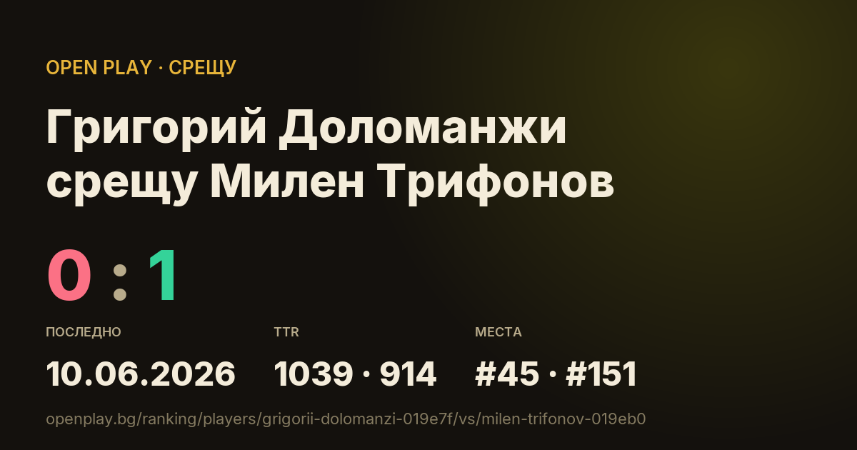 Григорий Доломанжи срещу Милен Трифонов в OPEN PLAY