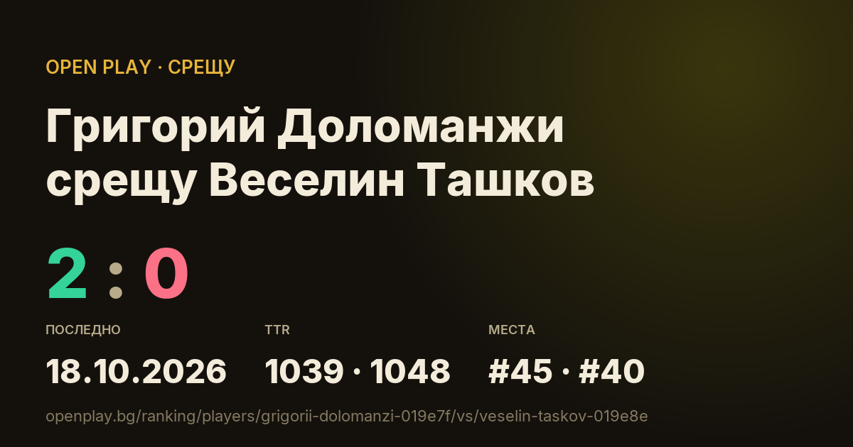 Григорий Доломанжи срещу Веселин Ташков в OPEN PLAY