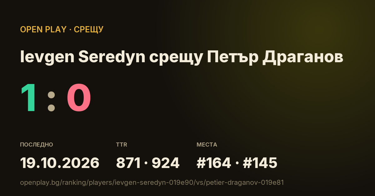 Ievgen Seredyn срещу Петър Драганов в OPEN PLAY