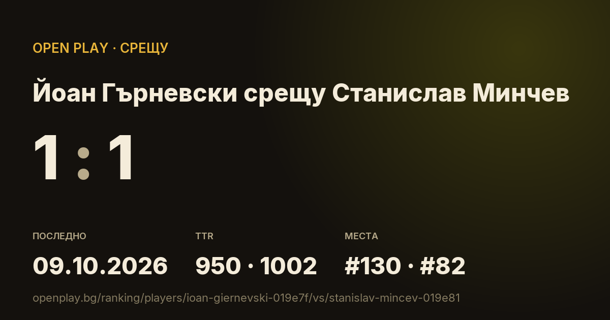 Йоан Гърневски срещу Станислав Минчев в OPEN PLAY