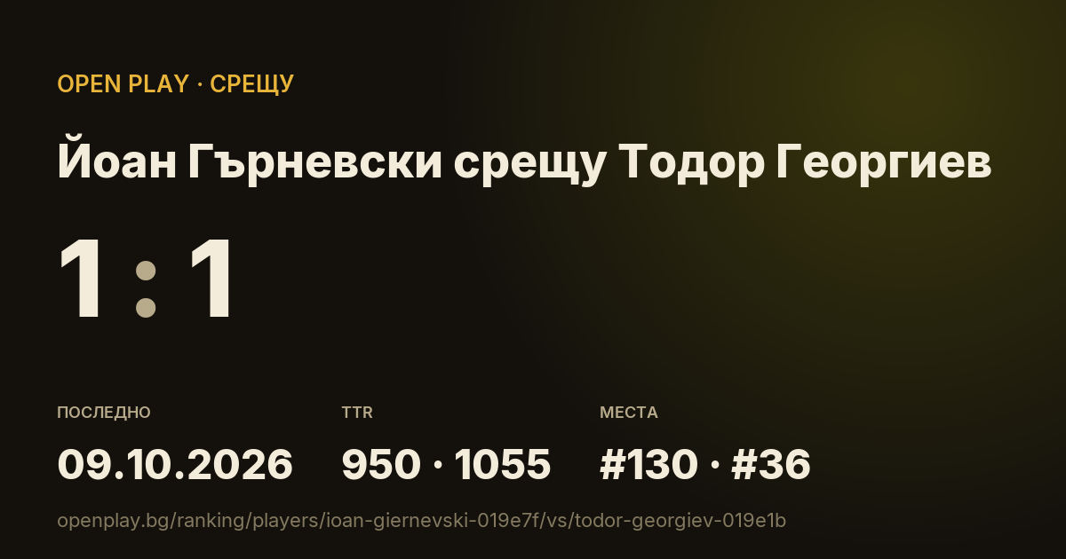 Йоан Гърневски срещу Тодор Георгиев в OPEN PLAY
