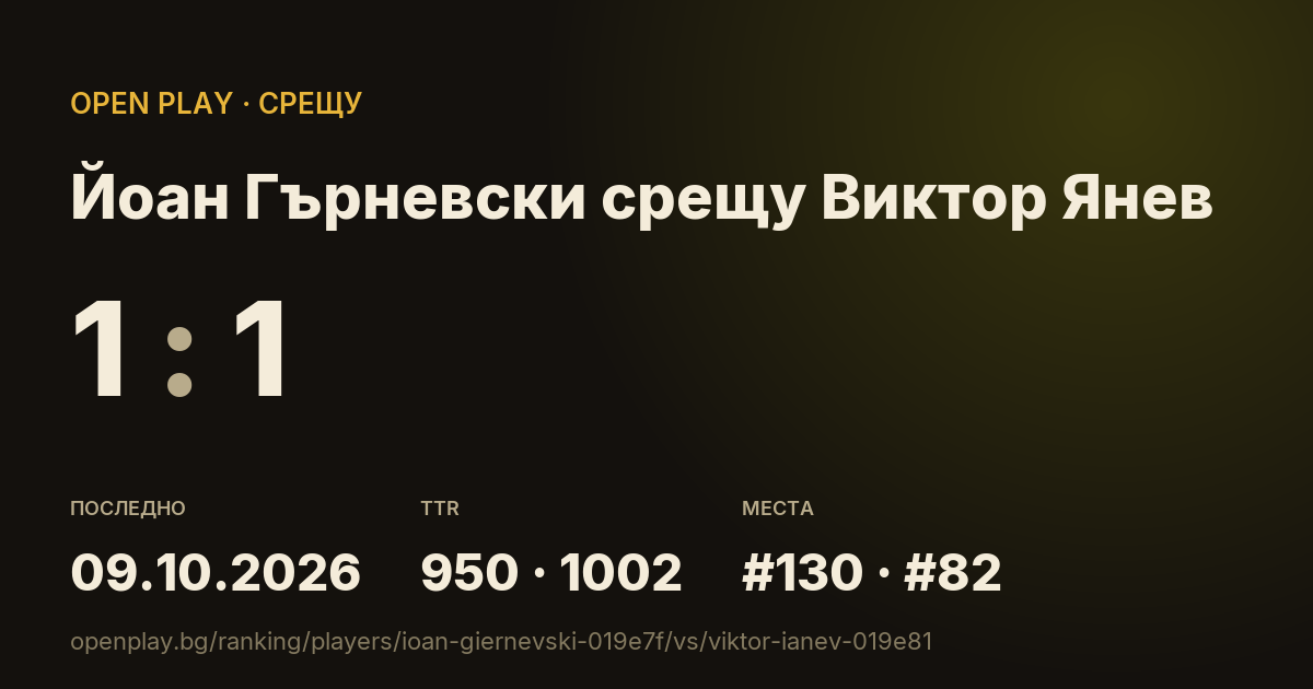 Йоан Гърневски срещу Виктор Янев в OPEN PLAY