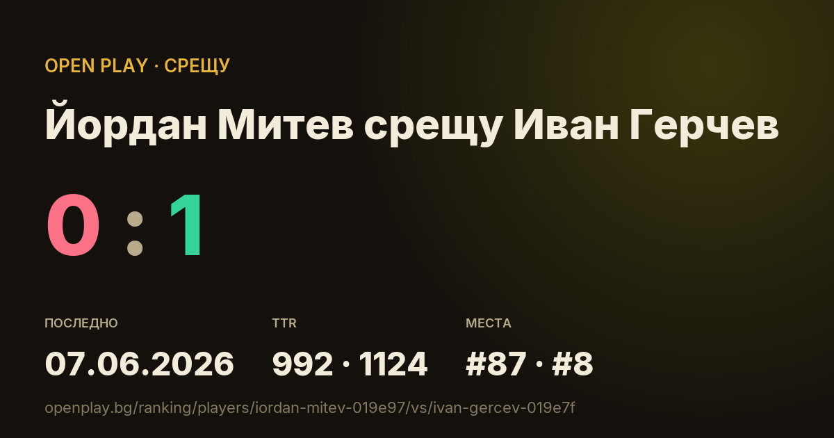 Йордан Митев срещу Иван Герчев в OPEN PLAY