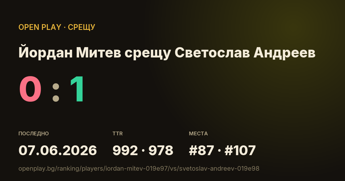 Йордан Митев срещу Светослав Андреев в OPEN PLAY