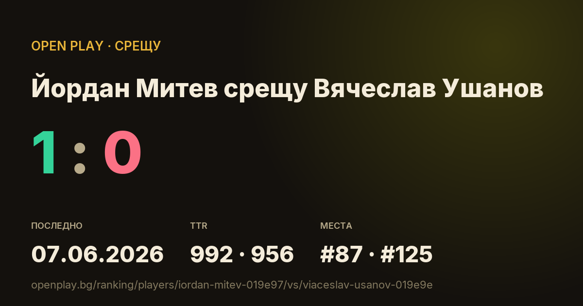 Йордан Митев срещу Вячеслав Ушанов в OPEN PLAY