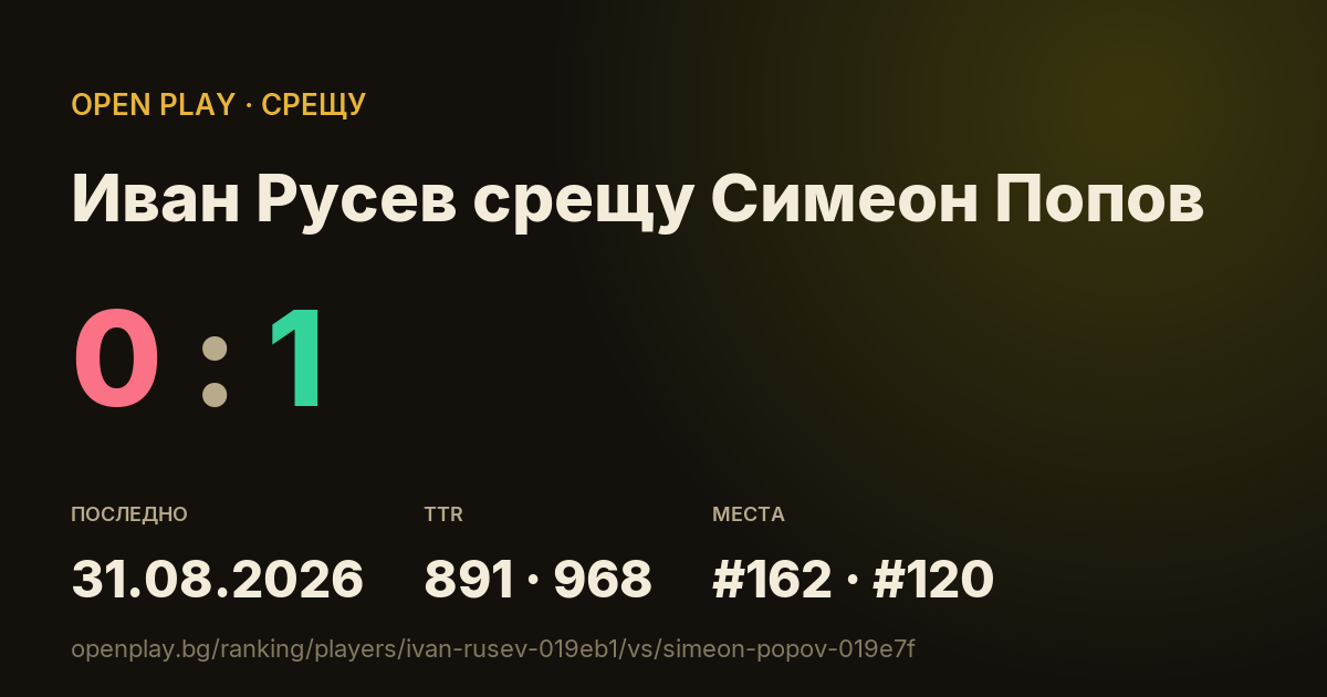 Иван Русев срещу Симеон Попов в OPEN PLAY