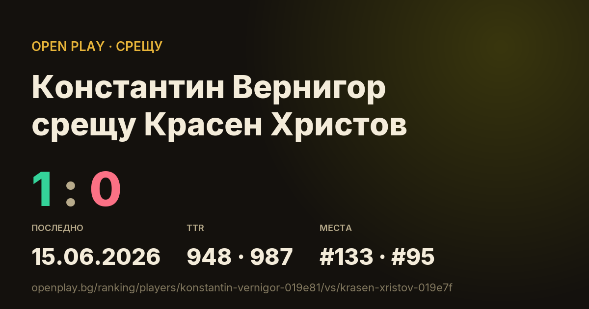 Константин Вернигор срещу Красен Христов в OPEN PLAY