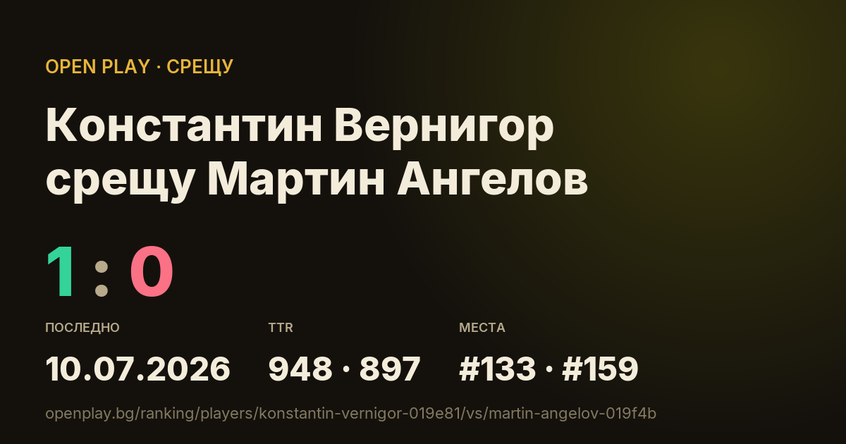 Константин Вернигор срещу Мартин Ангелов в OPEN PLAY