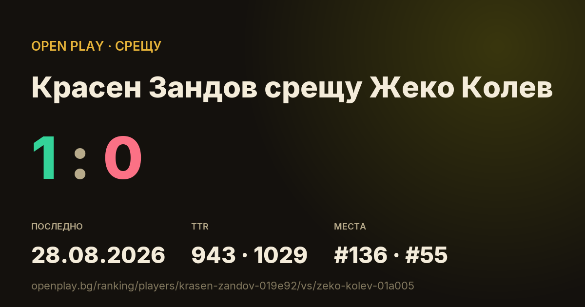 Красен Зандов срещу Жеко Колев в OPEN PLAY