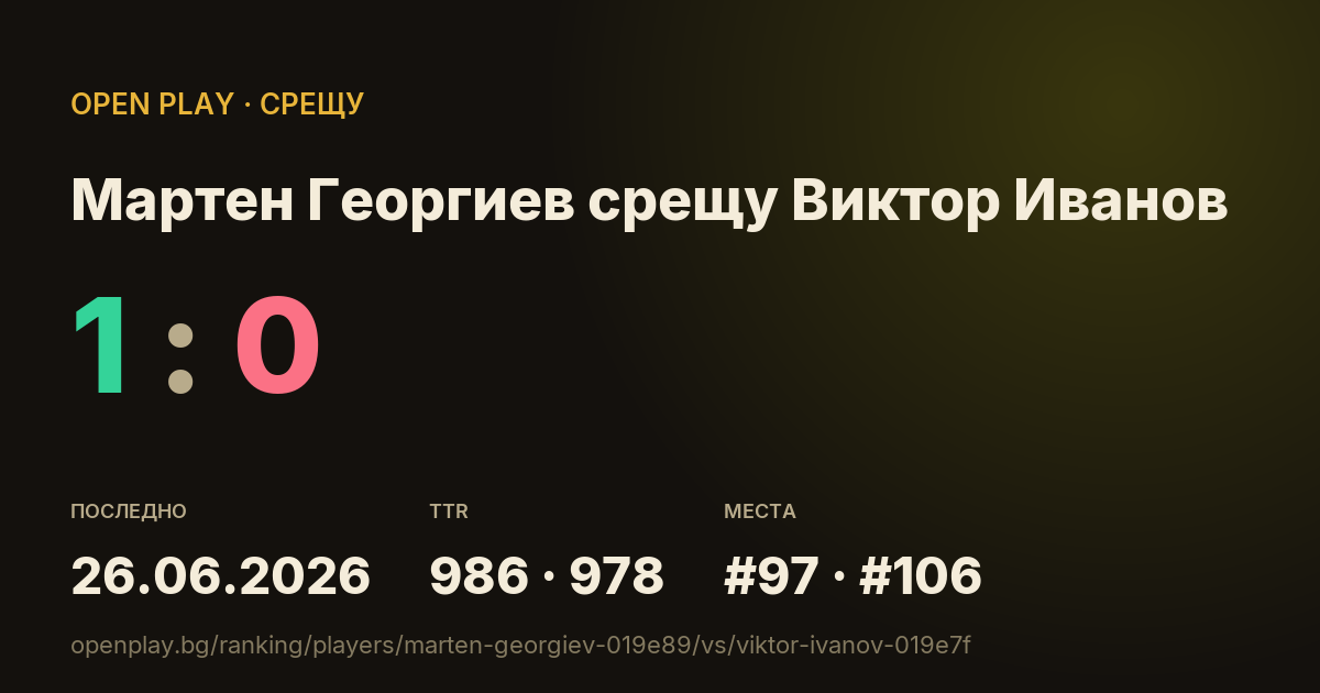 Мартен Георгиев срещу Виктор Иванов в OPEN PLAY