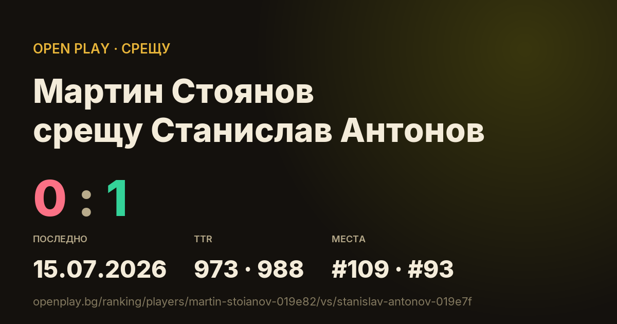 Мартин Стоянов срещу Станислав Антонов в OPEN PLAY