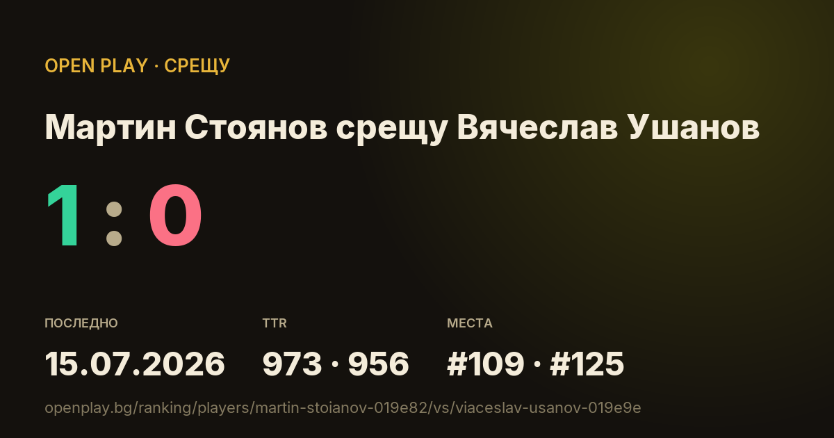 Мартин Стоянов срещу Вячеслав Ушанов в OPEN PLAY