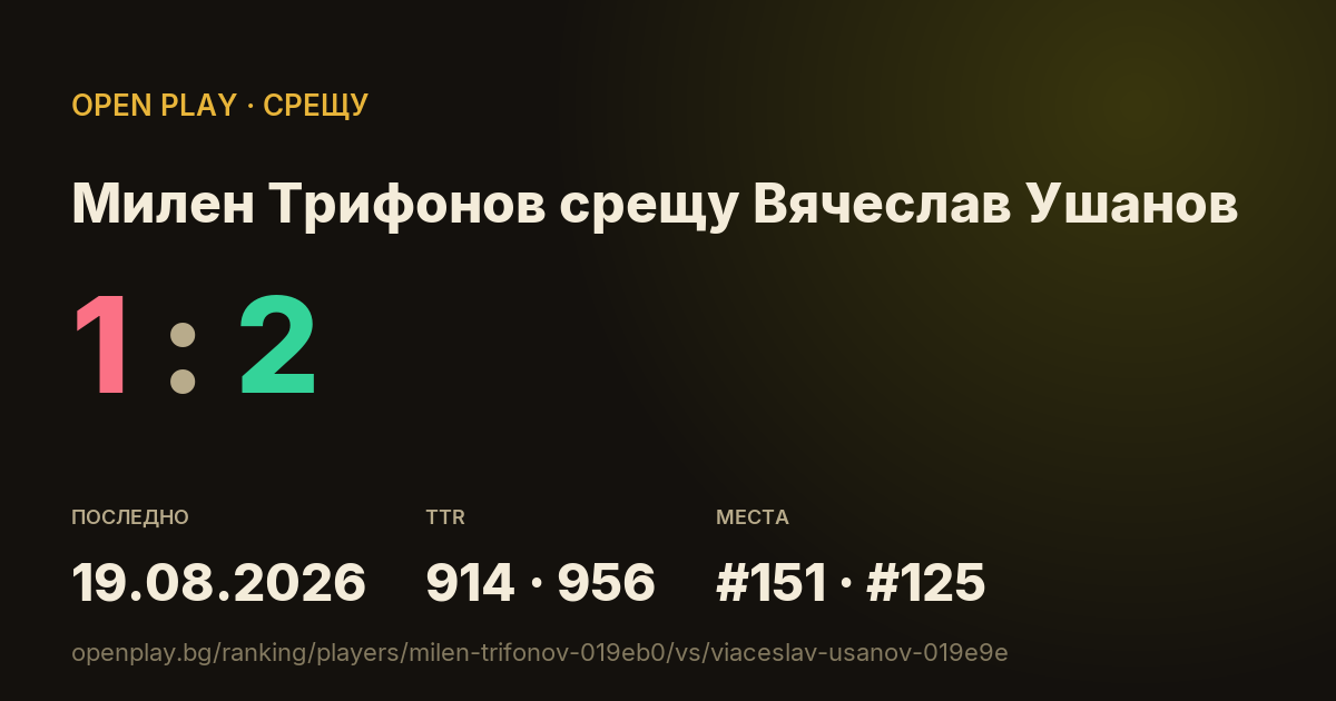 Милен Трифонов срещу Вячеслав Ушанов в OPEN PLAY