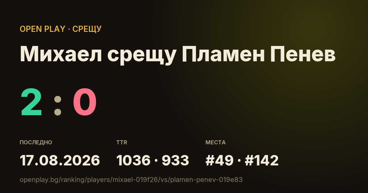 Михаел срещу Пламен Пенев в OPEN PLAY