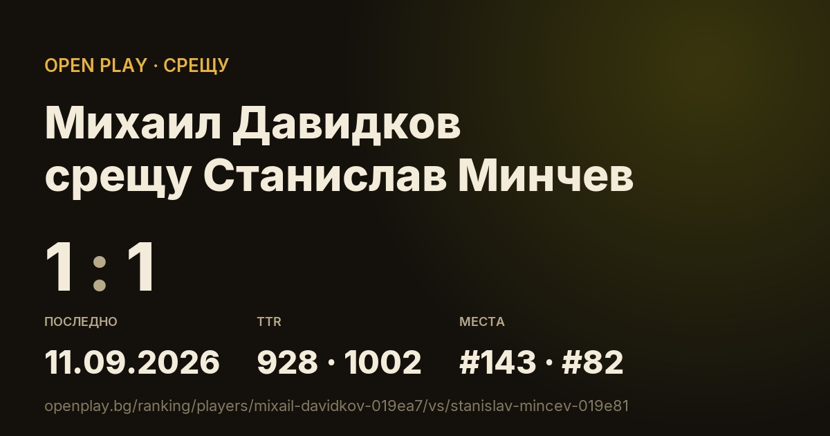 Михаил Давидков срещу Станислав Минчев в OPEN PLAY