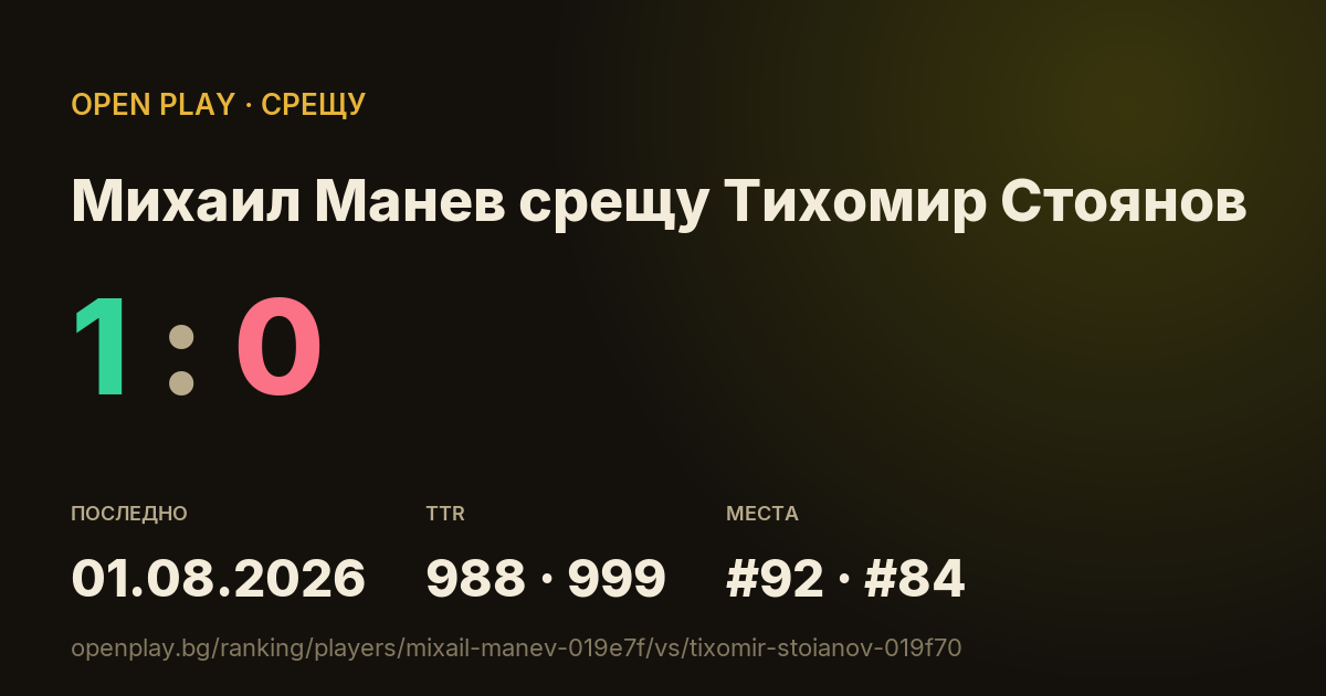 Михаил Манев срещу Тихомир Стоянов в OPEN PLAY
