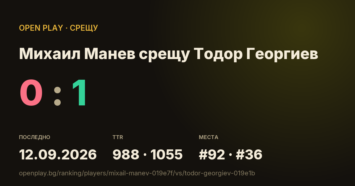 Михаил Манев срещу Тодор Георгиев в OPEN PLAY